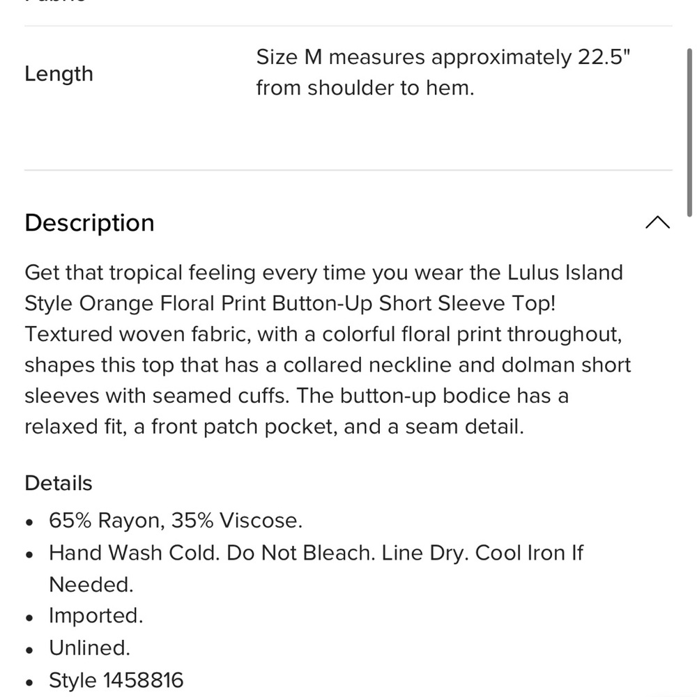 NWT Lulus Island Floral Button Up Top Small - Picture 3 of 8